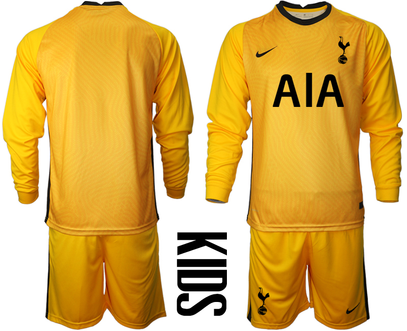 2021 Tottenham Hotspur yellow goalkeeper youth long sleeve soccer jerseys->youth soccer jersey->Youth Jersey